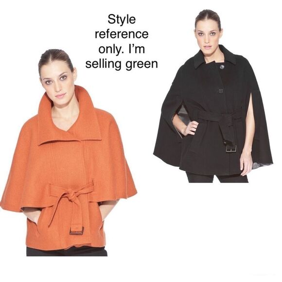 Andrew Marc Aerial Wool Capelet Jacket Green size 12 - Picture 2 of 13